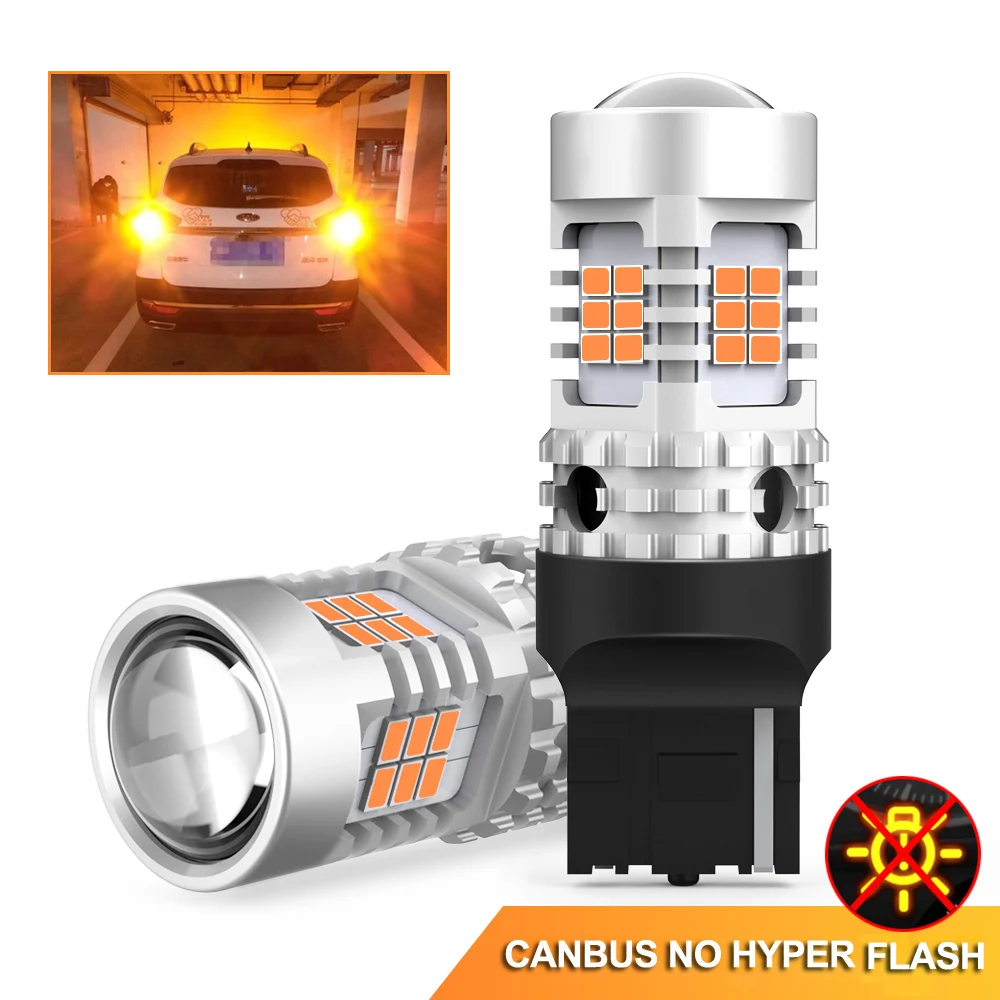 Luzes do Carro Oxilam Pces Nenhum Erro Hyper Flash Turn Signal Lâmpada T20 7440 Wy21w W21w Led Canbus 3020 Smd 2200k Âmbar Amarelo 12v 2