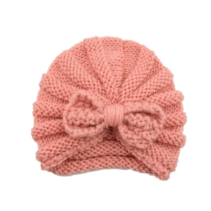 Новое поступление, детская зимняя вязаная шапочка с бантиком, цветная теплая вязаная шапочка-бини, шапка SKullies для девочек, аксессуары