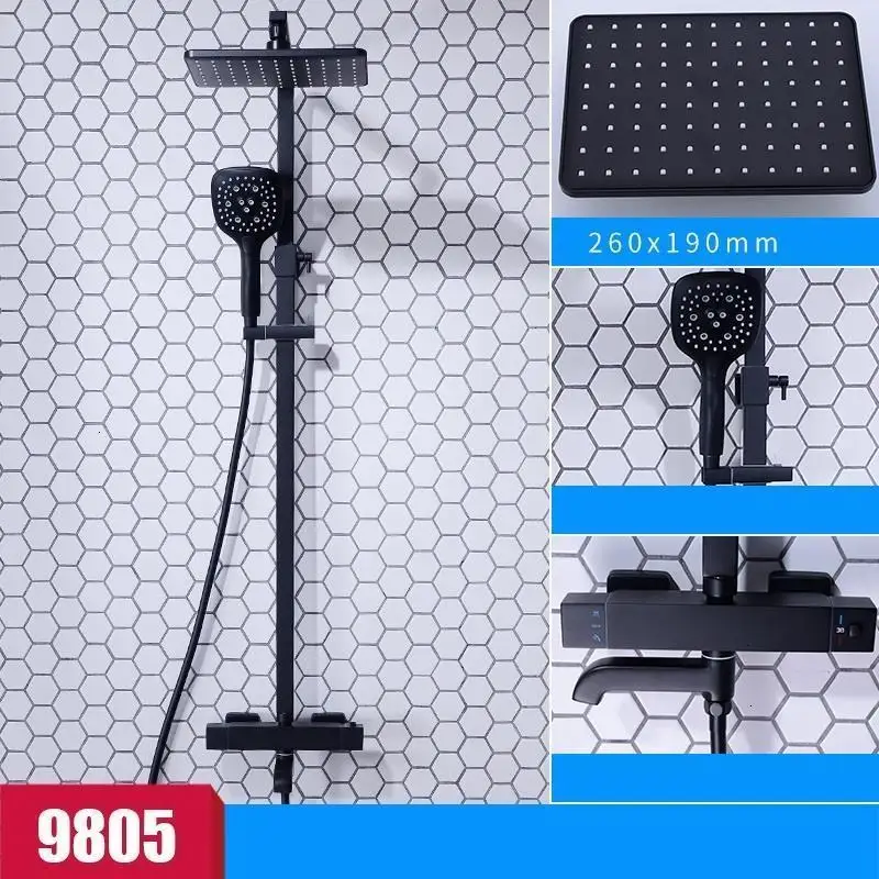Painel Black Douchette Conjunto De Duschset Regadera Electronica Choveiro Douche Chuveiro Do Banheiro Ducha Душевая система для ванной комнаты