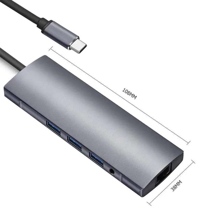 9 в 1 USBC Док-концентратор тип-c до RJ45 4K HDMI 3 USB3.0 SD/TF слот для карт ридер 3,5 мм аудио зарядка PD адаптер для Macbook/samsung