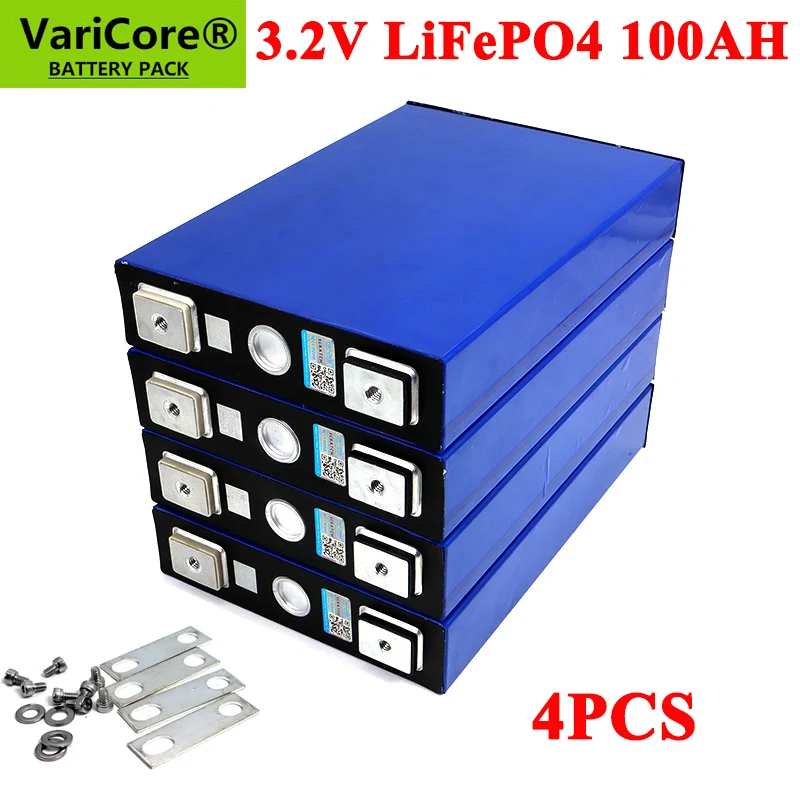 4pcs 3.2V 100Ah LiFePO4 battery pack Lithium iron phospha DIY 4S 12V 24V 300A Motorcycle Electric Car Solar Inverter batteries |