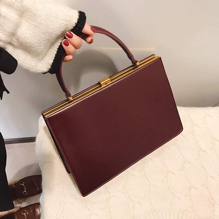 borsa da donna vintage con grande clip, borsa da donna casual, grande capacità, in pelle PU, borse alla moda da donna 2021_voghion.com