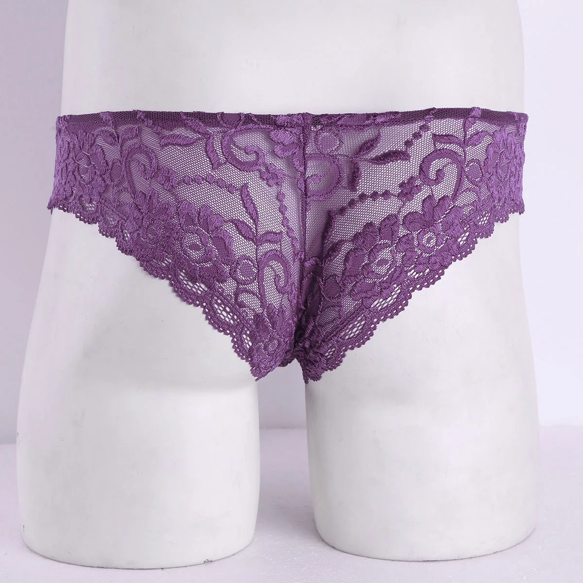 Men's Floral Lace Sheer See-Through Lingerie