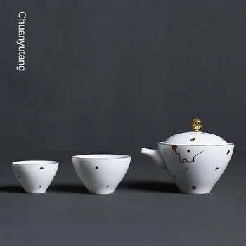 

Ceramic Porcelain Pictures Travel Tea Set a Pot of Two Cup Teapot Kung Fu Tea Set Carrying Case