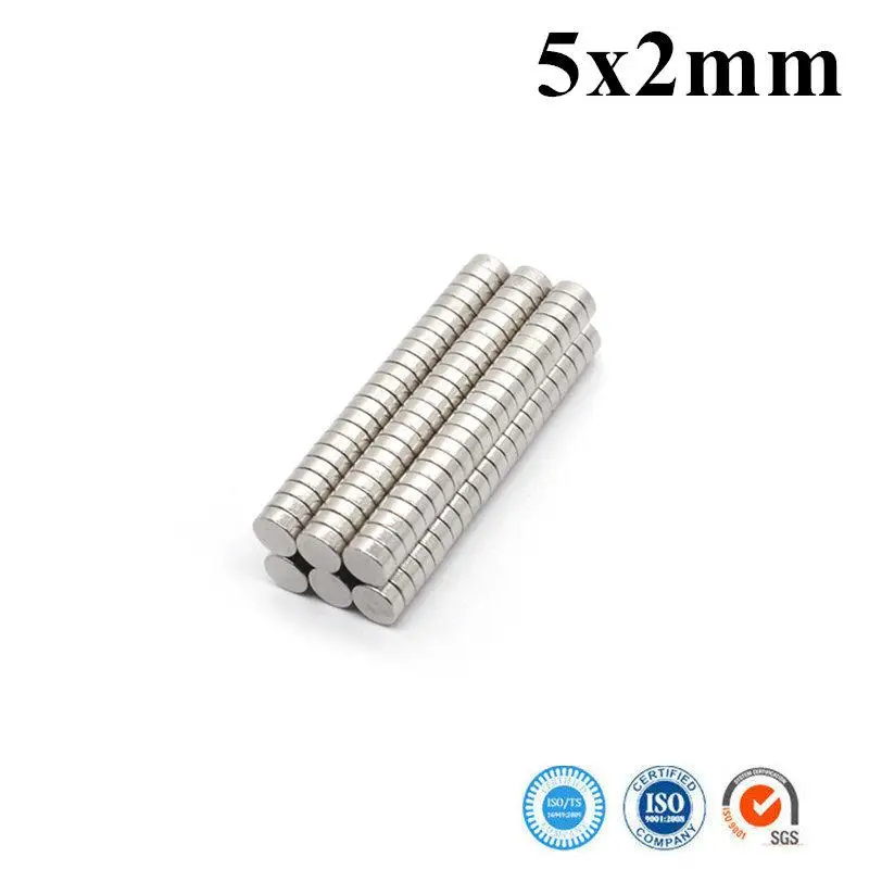 

50Pcs 5x2mm Neodymium Magnet N35 Small Round Super Strong Powerful Magnetic Magnets Disc Sheet for Craft Gallium Metal