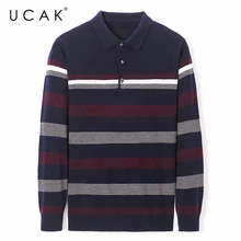 UCAK Brand Fashion Stripe Sweaters Men Clothing Streetwear Autumn Winter Pullover Homme  Turn-down Collar Sweater Clothes U1066