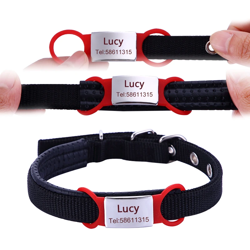 

Personalized Dog ID Tag Tensile Rubber Stainless Steel Tags Customized Anti-lost Tag for Small Dogs Cats Pet Black