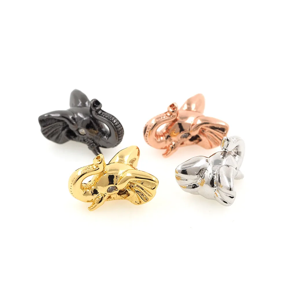 

3D Elephant Head Spacer Beads Copper Animal Charms for DIY Bracelets Necklaces Jewerly Making 13x16x11MM