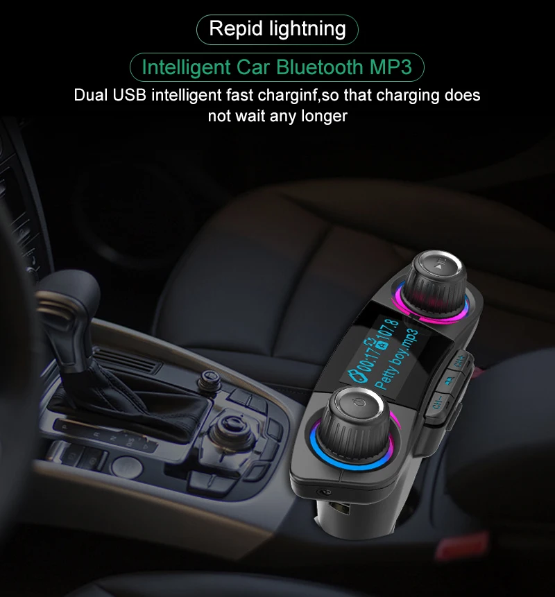 Bluetooth 4 0 Автомобильный Aux 3 5 FM передатчик с умным двойным USB Автомобильное зарядное