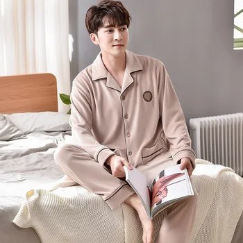 

2020 Island Fleece Pajamas Men's Winter Coral Fleece Thin Section Youth Plus Size Thickening Long-sleeved Home Service Warm Suit