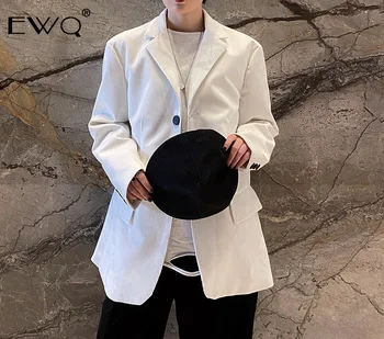 

EWQ / 2020 spring New all-match loose corduroy double breasted button suit for men and women Basis jacket streetwear casual 9Y32