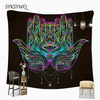 

fatima eye tapestry hamsa hand wall hanging carpet 2020 new arrival boho wall art polyester fabric wall cloth