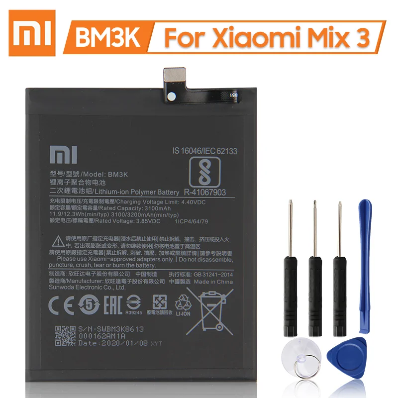 

100% Original Xiaomi BM3K Replacement Battery For Xiaomi Mi Mix 3 3100mAh Large Capacity Phone Battery Free Tools