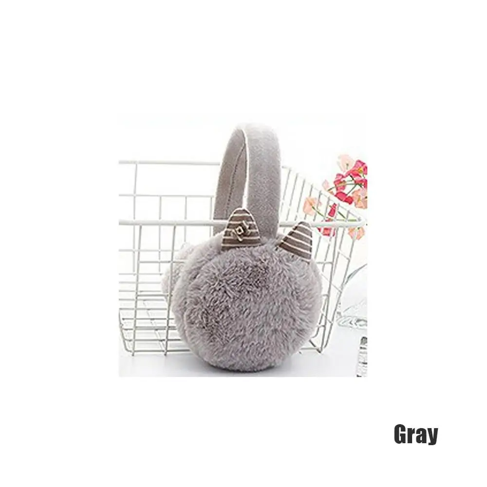 TypeB-Gray Новинка, модные женские меховые зимние ухо теплые наушники с кошачьими ушками, блестящие наушники с блестками, повязка на голову, новинка - Цвет: TypeB-Gray