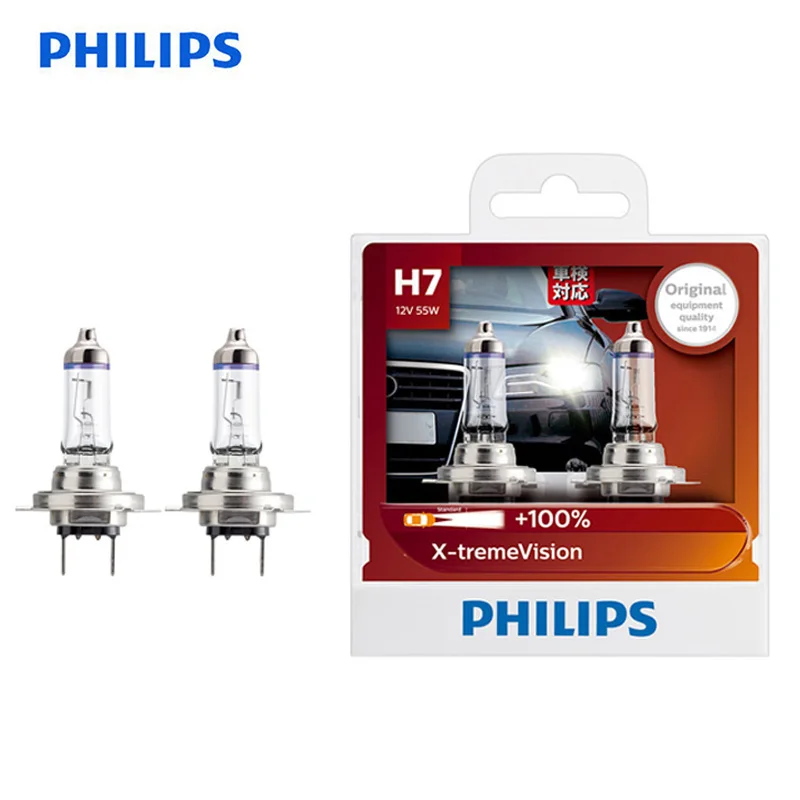 Лампы для автомобильных фар Philips H7 12 В 55 Вт PX26d X-treme Vision яркие галогенные лампы