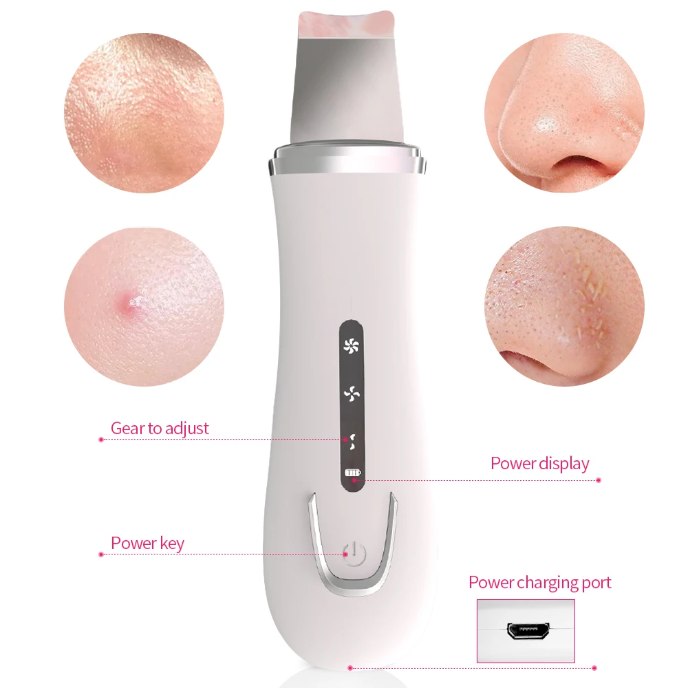 Ultrasonic Skin Scrubber Deep Face Cleaning Remove Blackhead Reduce Wrinkles and Spot Facial Whiten