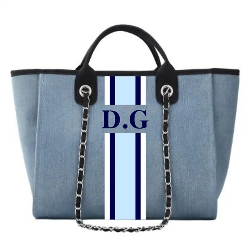 striped beach tote