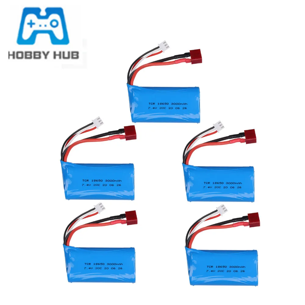 

Литий-полимерный аккумулятор для Wltoys 12428 12401 12402 12403 12404 FY-03 FY01 FY02, запчасти для радиоуправляемых игрушек, автомобилей, 12423 в, 7,4 мАч, 3000 T разъем