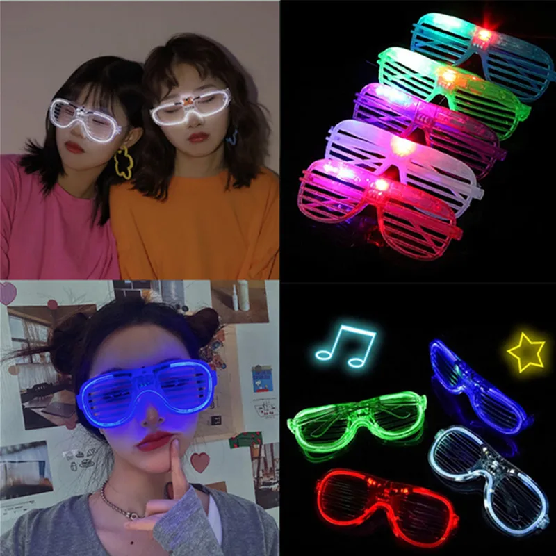 Adult Kids LED Glasses Light Party Sunglasses Mardi Gras Glow in The Dark Shutter Shades Neon Flashing Carnival Birthday Gifts