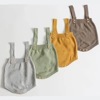 Newborn Baby Girl Boy Bodysuit Knitted Autumn Winter One-Pieces Solid Jumpsuit Sleeveless Overalls Spring Baby Sunsuit Clothing 1