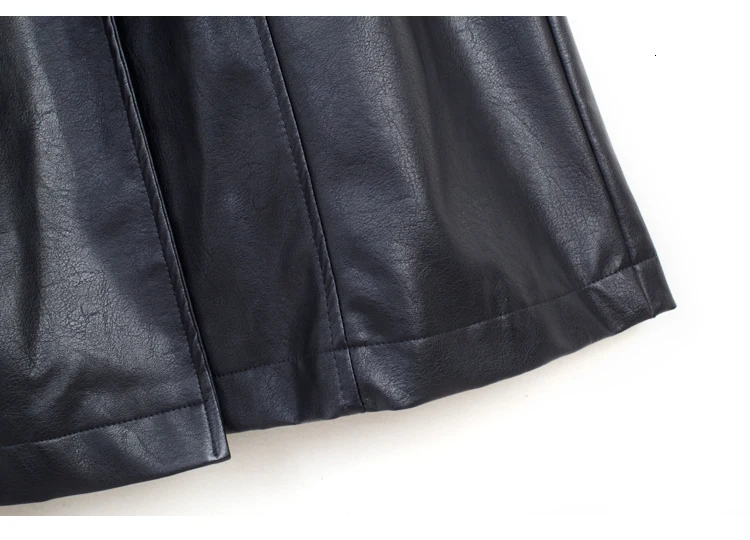 Women's New Spring And Autumn Coat Leather Long Paragraph Lapel Sashes Loose Pu Leather Windbreaker F171