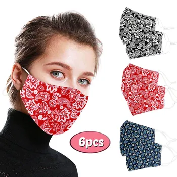 

6PCS Printed Mask Breathable Sunscreen Washable for Adults mascarilla reutilizable mascherine mondmasker mondkapjes masque