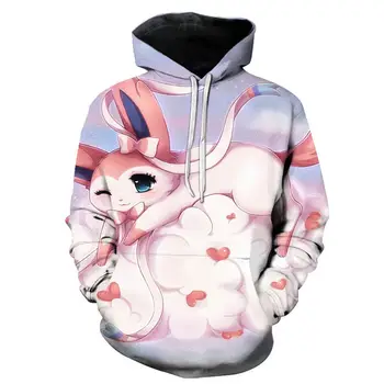 

New Pokemon Harajuku Hoodies For Girls Dream Unicorn 3D Print Hooded Tops Women's Sweatshirt Long-sleeved Pullover Coat S-6XL