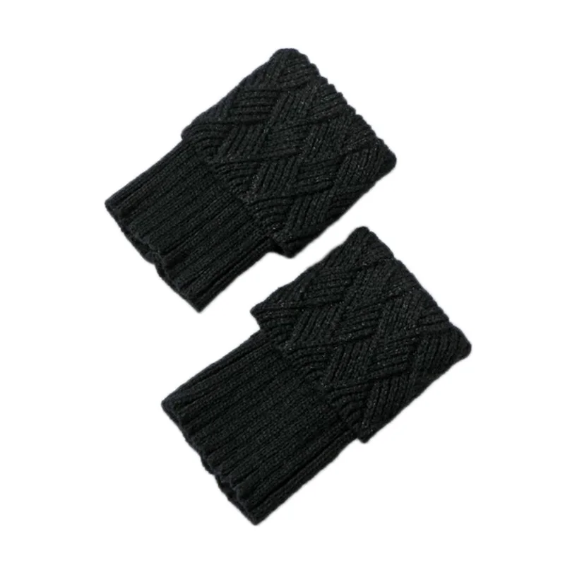1 Pair Autumn Winter Women Buttons Leg Warmers Short Fashion Hollow Boot Cuff Piernas Knitting Boot Socks Gaiters - Цвет: black