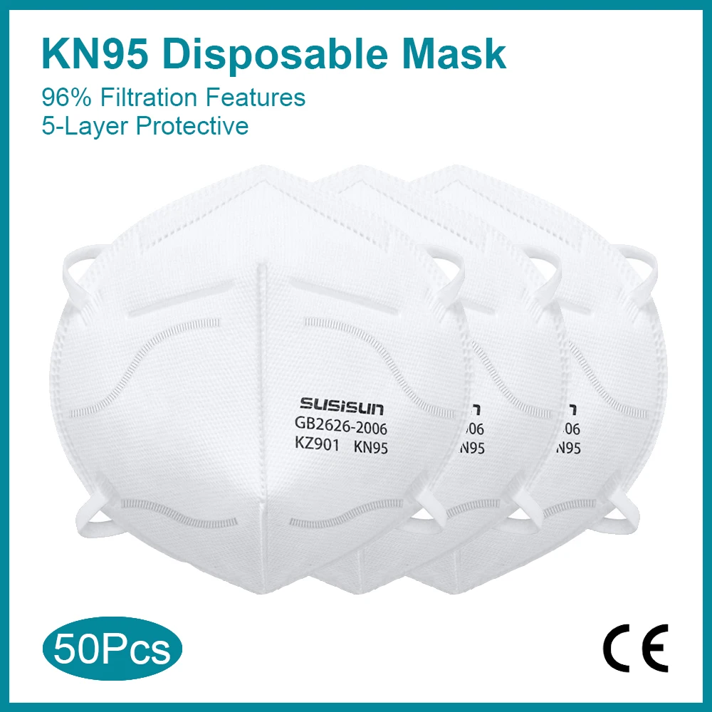

50Pcs KN95 Anti-Pollution 5 Laye Mask dust protection Masks Disposable Proof Flu Earloop Face Masks