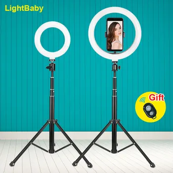 

6 Inch Mini LED Video Ring Light Lamp Dimmable 3 Lighting Modes USB Powered with Telescopic Light Stand For Tiktok Makeup Video