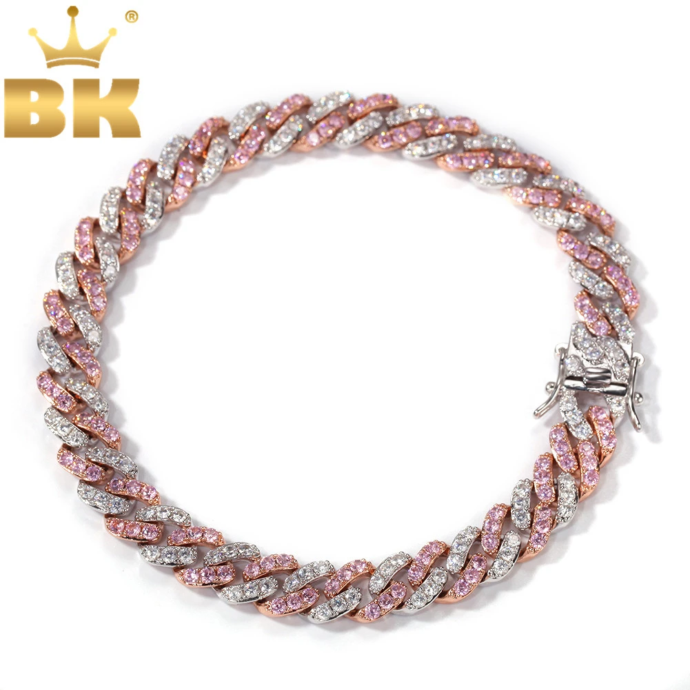 Браслет BLING KING женский из розового золота ювелирное украшение кубинской цепи с