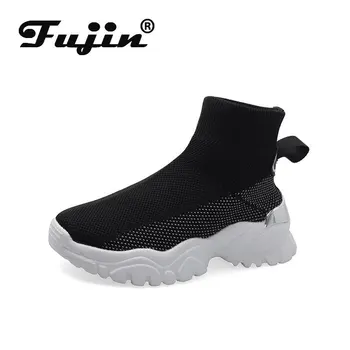 

Fujin Chunky Sneakers Breathable Women's 2020 New Solid Wedge Spring High Top Sock Shoes Woman Fashion Thick Bottom Shoes Female