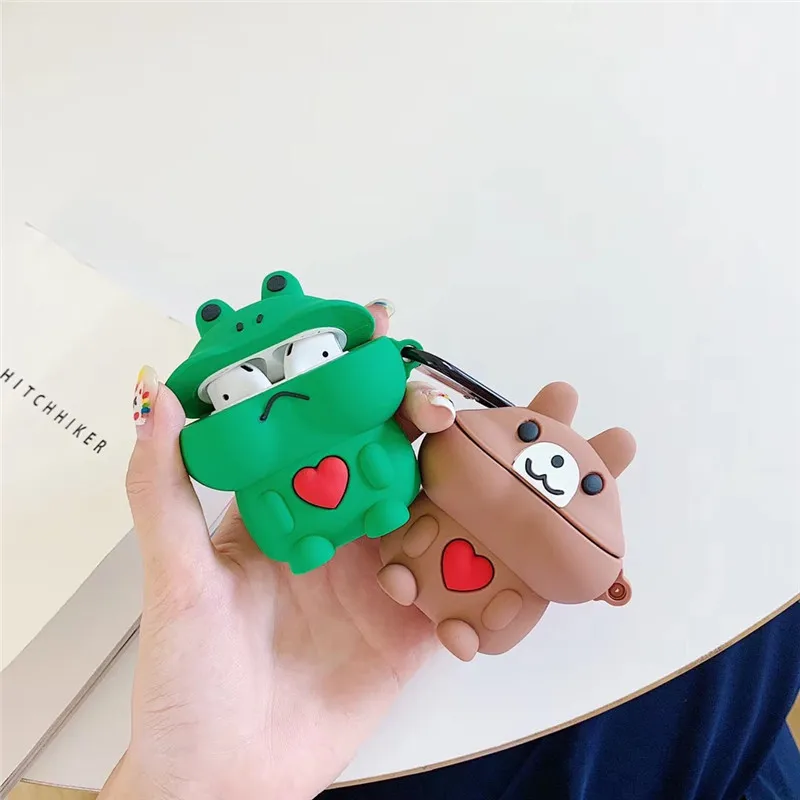 

For AirPod 2 Case 3D Heart Frog Bear Cartoon Soft Silicone Wireless Earphone Cases For Apple Airpods Case Cute Cover Funda