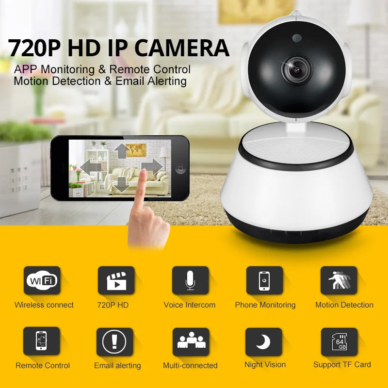 

720P IP Camera Wi-Fi Wireless Surveillance Camera P2P CCTV Wifi Ip Camera Free APP V380 Home Security Cam Baby Monitor