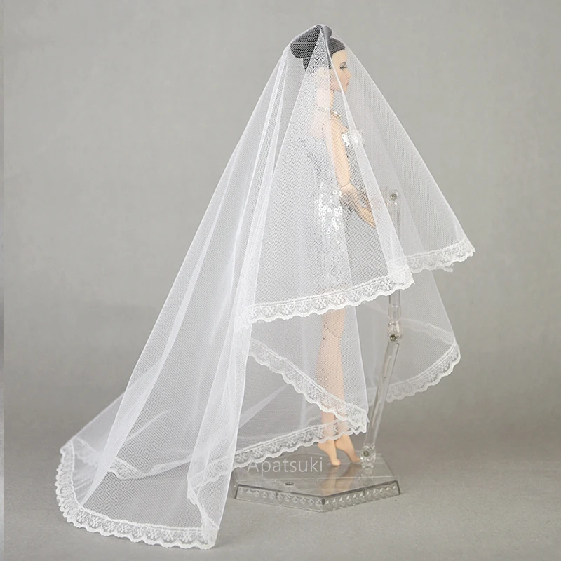 Handmade Long Veil Bridal Wedding Veils For Barbie Dolls Wedding Dress Veil For 1/6 BJD Dolls Accessories
