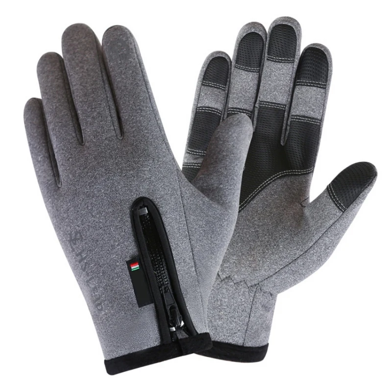 Зимние велосипедные перчатки мотоциклетные перчатки лыжные перчатки с сенсорным экраном на молнии ветрозащитные теплые флисовые