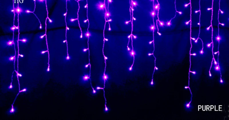3,5 M droop 0,4-0,6 m светодиодный Рождественский занавес сосулька гирлянды праздничные вечерние садовые сцены Открытый водонепроницаемый Декор сказочные огни - Испускаемый цвет: Фиолетовый