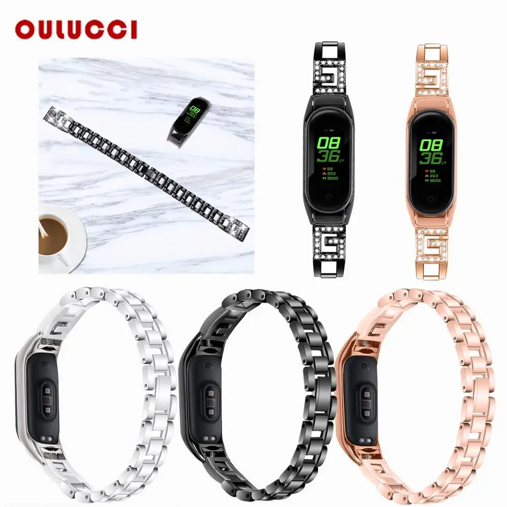 OULUCCI браслет для xiaomi mi Band 4 ремешок из нержавеющей стали band 3/4 металлический
