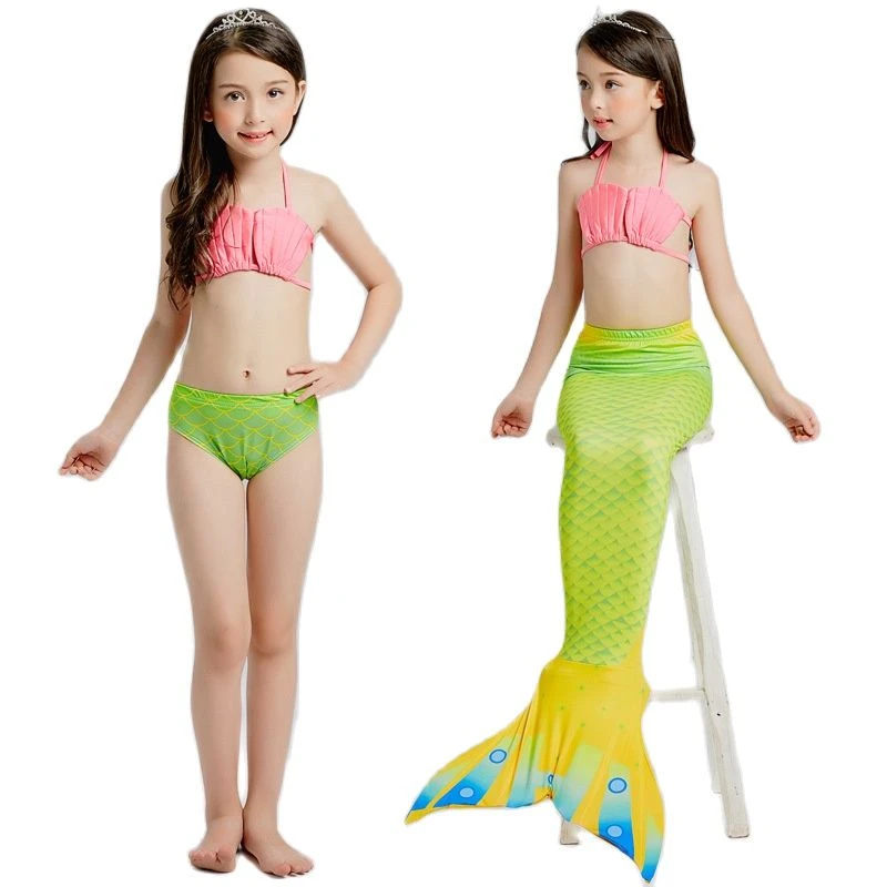 Bikini de traje de baño de tres piezas de sirena para niños Bikini de traje de baño de tres piezas de sirena para niños