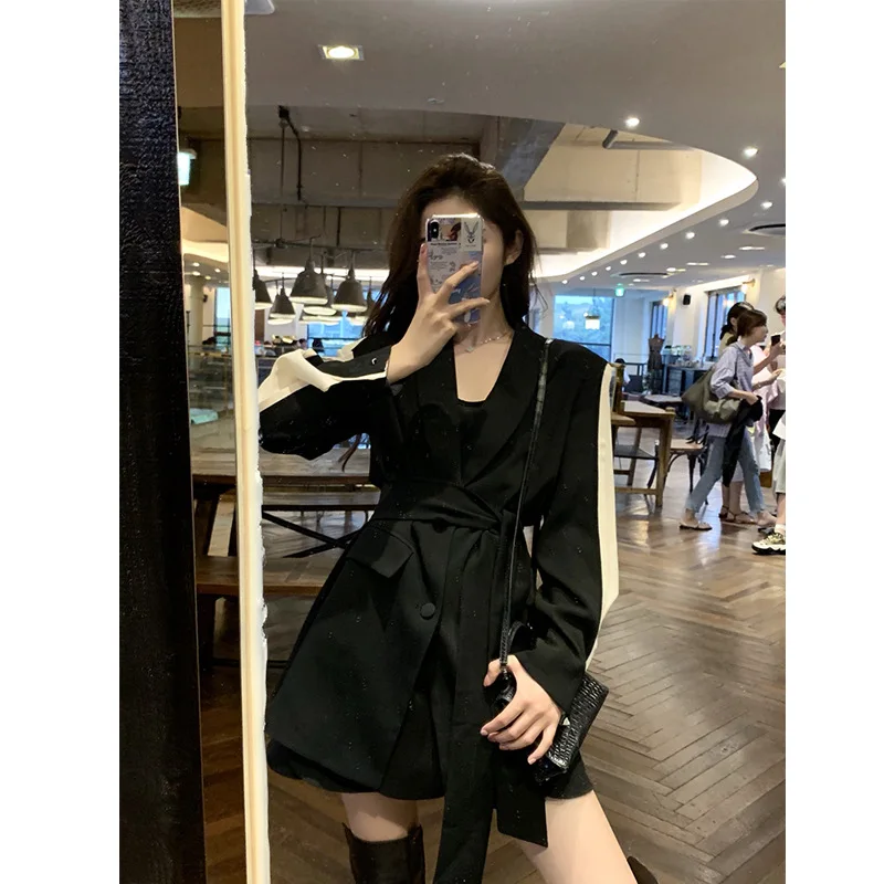 

Online Celebrity Style Joint Black And White with Pattern Suit Jacket Women's Loose-Fit 2019 Spring And Autumn New Style Fashion