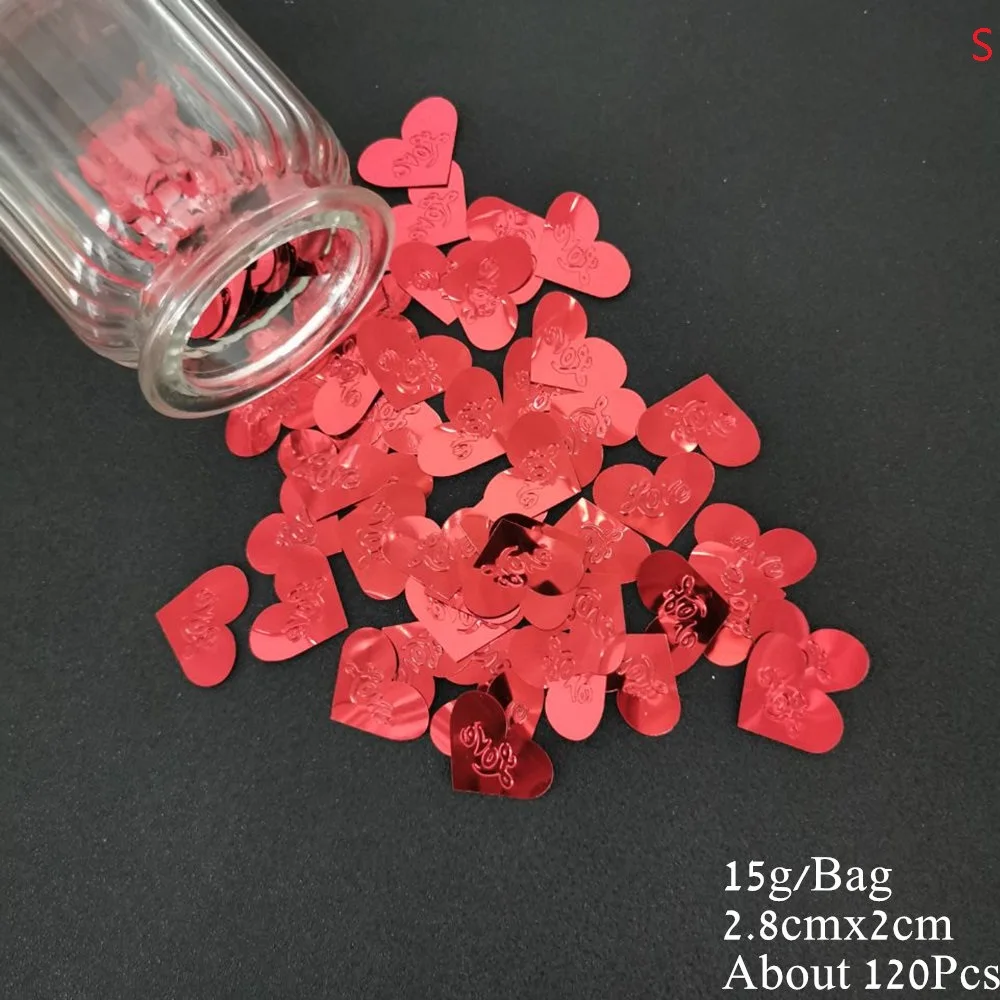 15mm Heart Red 15 г Свадебное Сердце Конфетти Velentine сердце с любовью Красный Золотой Серебряный Сердце Конфетти блесток DIY свадьба день рождения поставки - Цвет: 15mm Heart Red