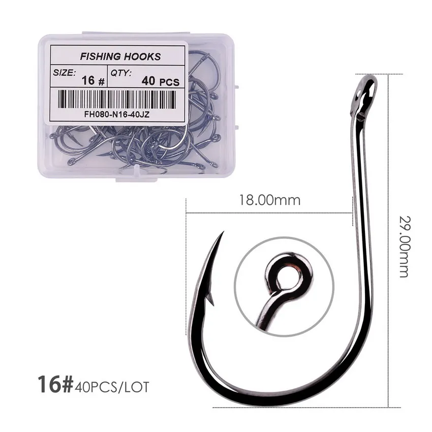 Aorace 40-100pcs/Box Fishing Hook Iseama Circle Carp Eyed Fishing Hook Size  2-22# Ring eye Japan Fishhooks Single Jig Hook
