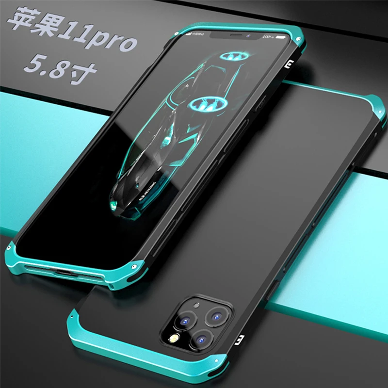 Shockproof Armor Phone Case For iPhone 13 12 Pro MAX 13 Mini 11 XS XR SE 2 8 7 6 Case Aluminum Metal Bumper Matte PC Cover Coque