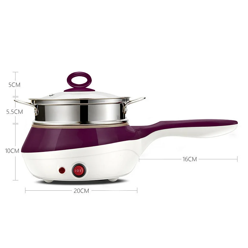 3в1 плита s антипригарная рисоварка с пароваркой многофункциональная электрическая плита горячий горшок с длинной Сковорода с ручкой 300 Вт/600 Вт - Цвет: Фиолетовый