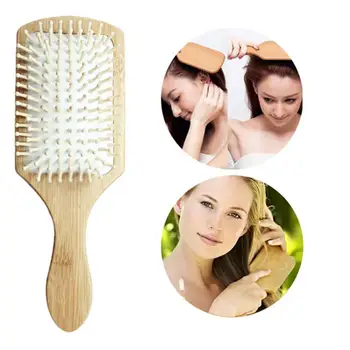 

New Hair Brush Anti Static Cushion Comb Wooden Spa Comb Care Teeth Hot Tools Makeup Pointed Massage Handle Paddle Wooden Ha O9E9