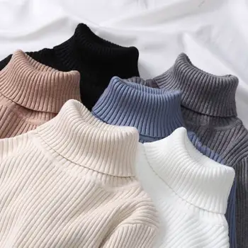 

On sale 2019 autumn winter Women Knitted Turtleneck Sweater Casual Soft polo-neck Jumper Fashion Slim Femme Elasticity Pullovers