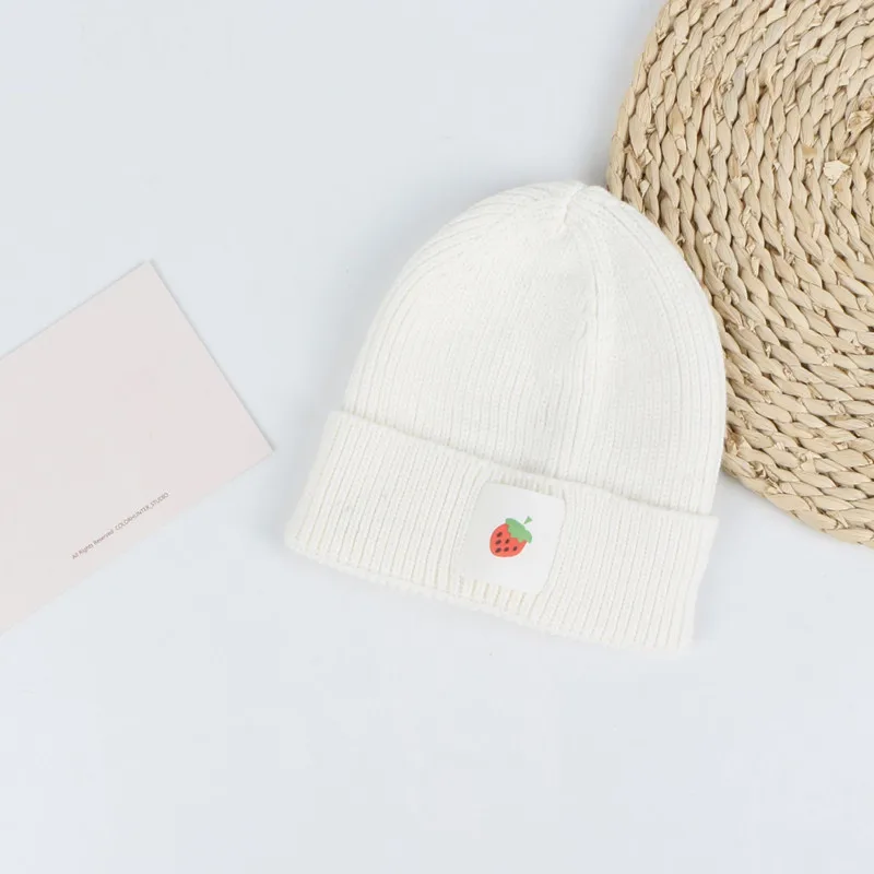 Вязаная шапка с рисунком фруктов, зимняя теплая шапка Skullies, шапка бини для детей, для мальчиков и девочек, 121