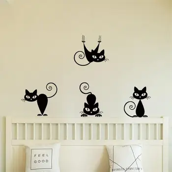 

Cute 4Cats Wall Stickers Hang On the Wall for Kids Room Wall Decals Playing Game Room for Living Room Party Decoration Art Mural