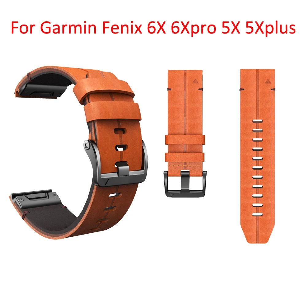 Ремешок для часов Garmin Fenix 6X pro 5X plus 3 кожаный 26 мм | Электроника