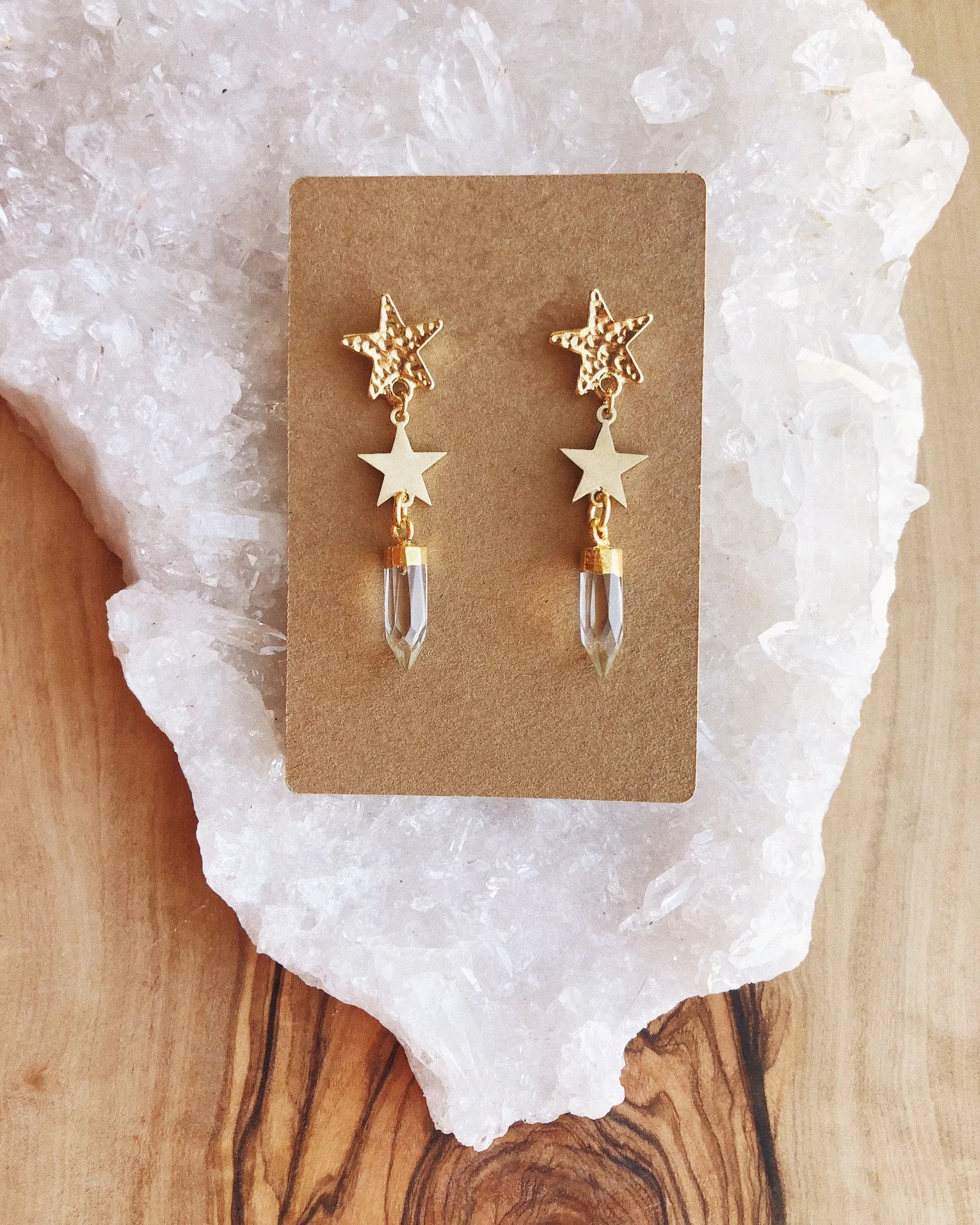 

Golden Double Star Earrings,Star Earrings,Celestial Jewelry, Palmistry Earrings, Astrology Earrings